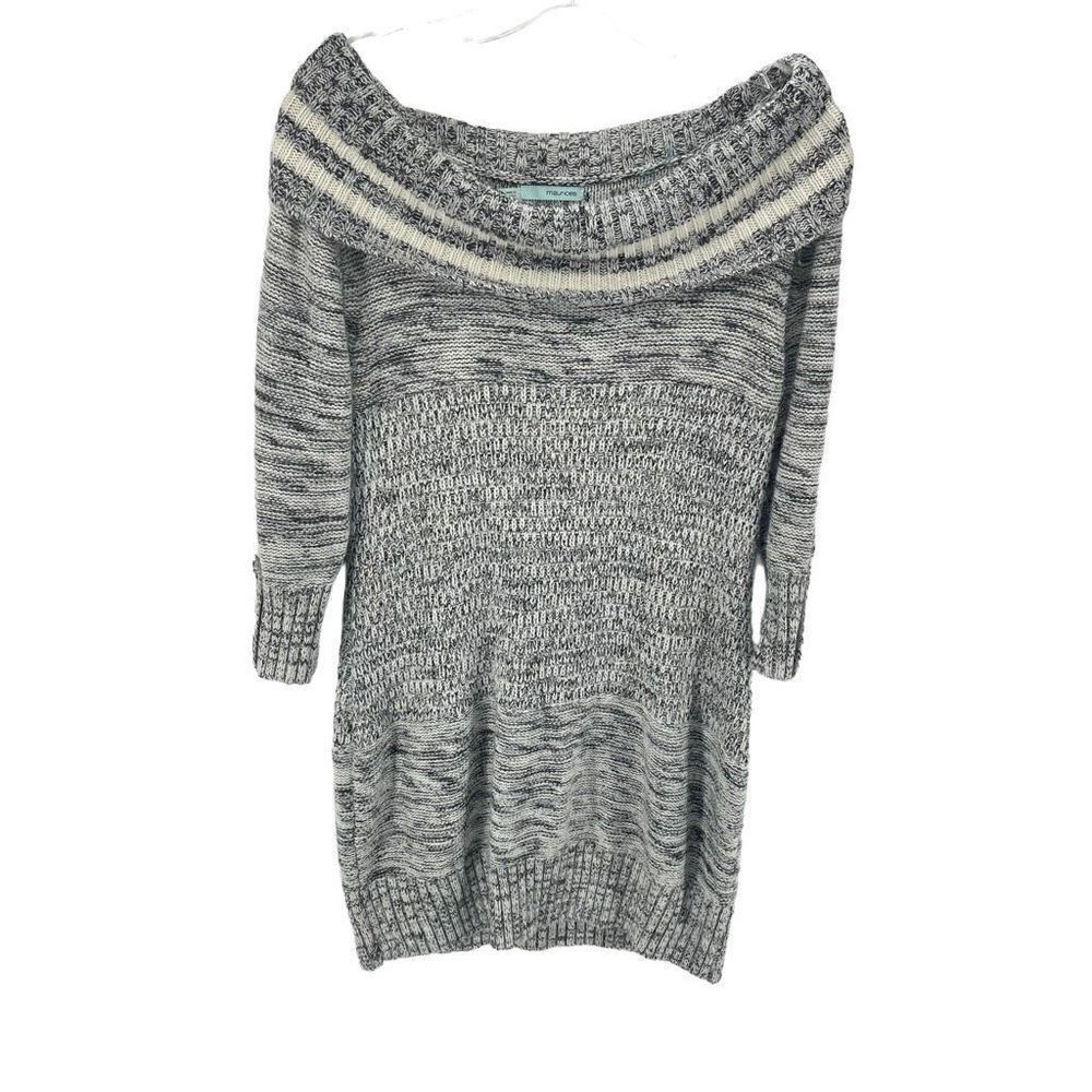 Maurices Women's Sweater Dress Off Shoulder Long sleeve Pullover Gray Size Large